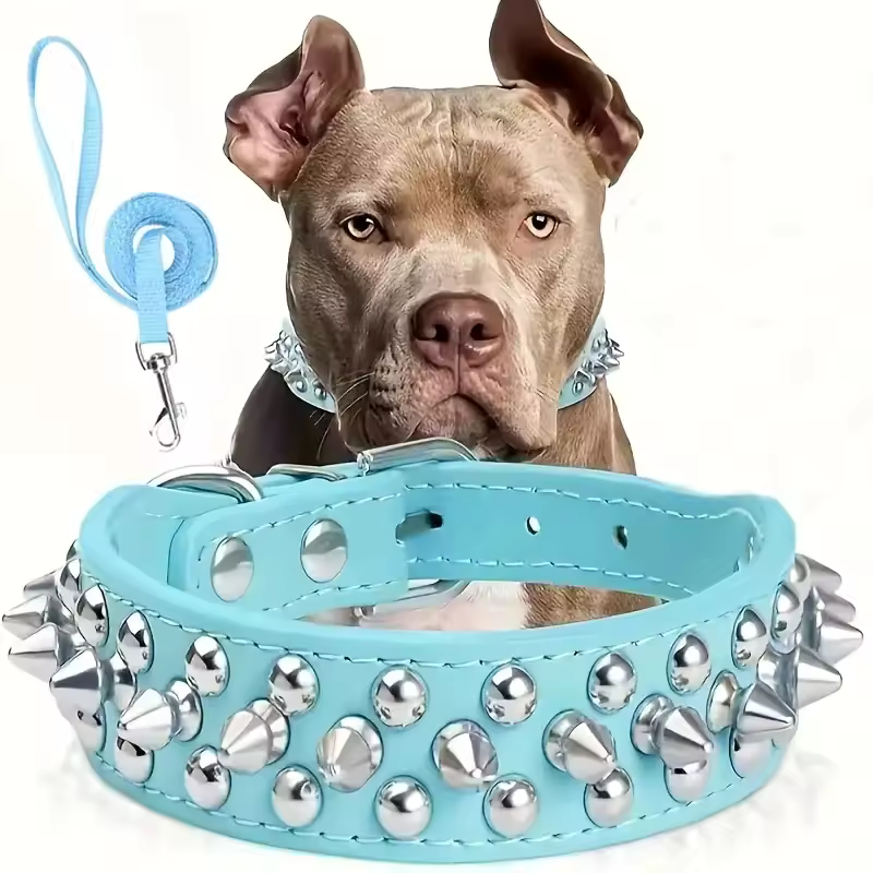 Collar de cuero con púas para perros